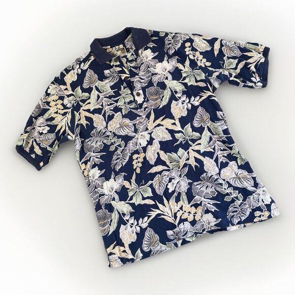 Tori Richard Hawaiian Shirt Men's‎ S Multicolor All Over Print Floral Polo Vtg - Picture 1 of 8